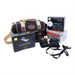 Pentax P30, two Coolpix cameras and accessories