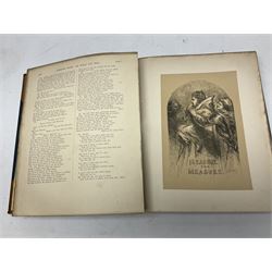 The Library Shakspeare Illustrated by Sir John Gilbert, George Cruikshank and R. Dudley with laid-in colour plates, three volumes, uniformly bound in half leather with a.e.g.