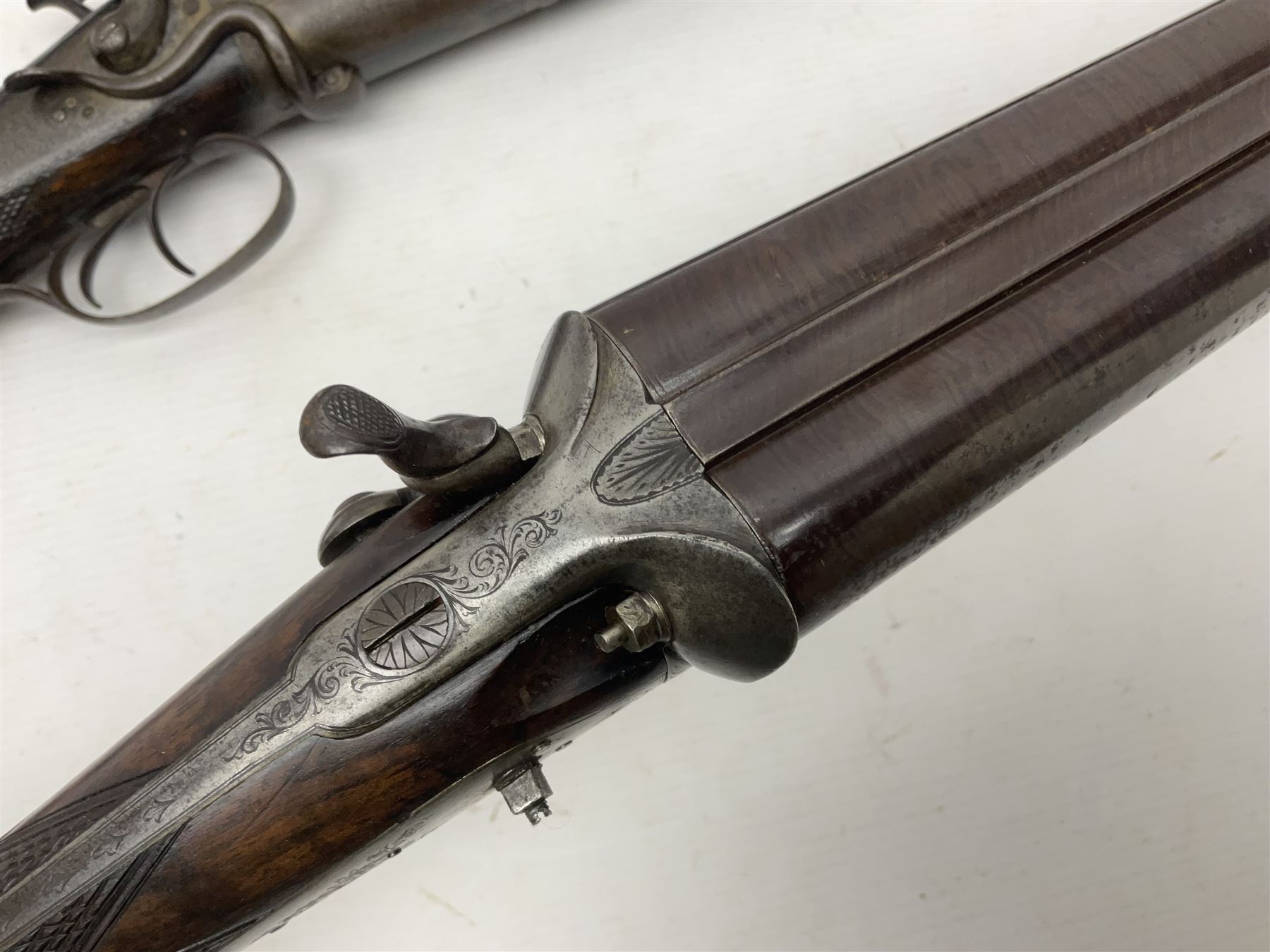 SHOTGUN CERTIFICATE REQUIRED - 19th century John Adams of London 12-bore double barrel side-by-side hammer gun with screw under-lever opening, 76cm (30