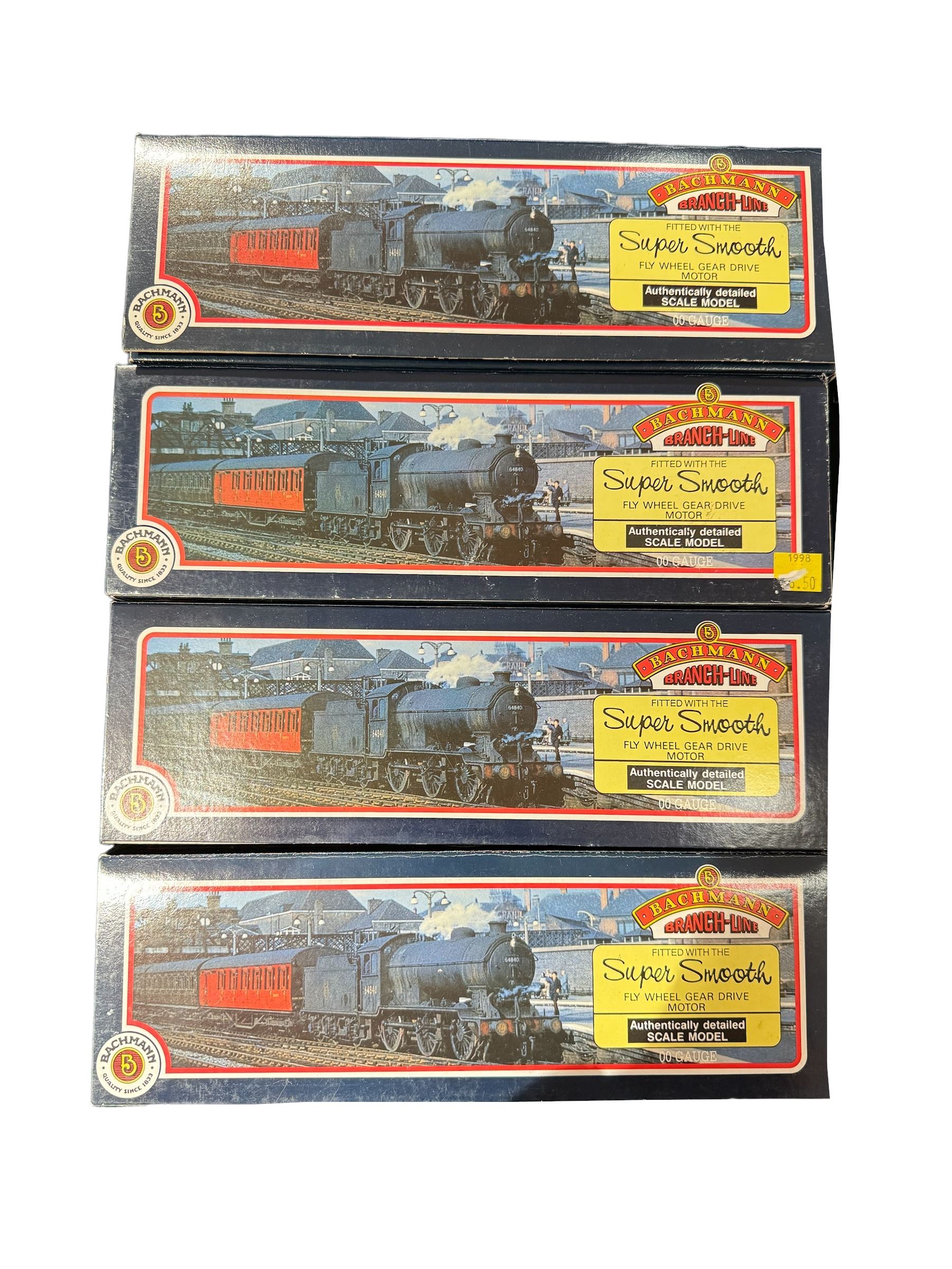 Four Bachmann Branch Line ‘00’ gauge Gresley J39 Class 0-6-0 locomotives, comprising 31851 no.64964 in BR black livery with early crest, 31851A no. 64958 in BR black with early emblem, 31852 no. 64967 in BR black with late crest and 31852A no. 64970 in BR black with late crest, all boxed 