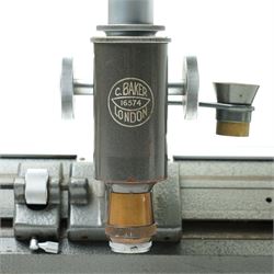  Baker of London travelling microscope with Chesterman vernier scale No16574 and a Swift brass microscope 