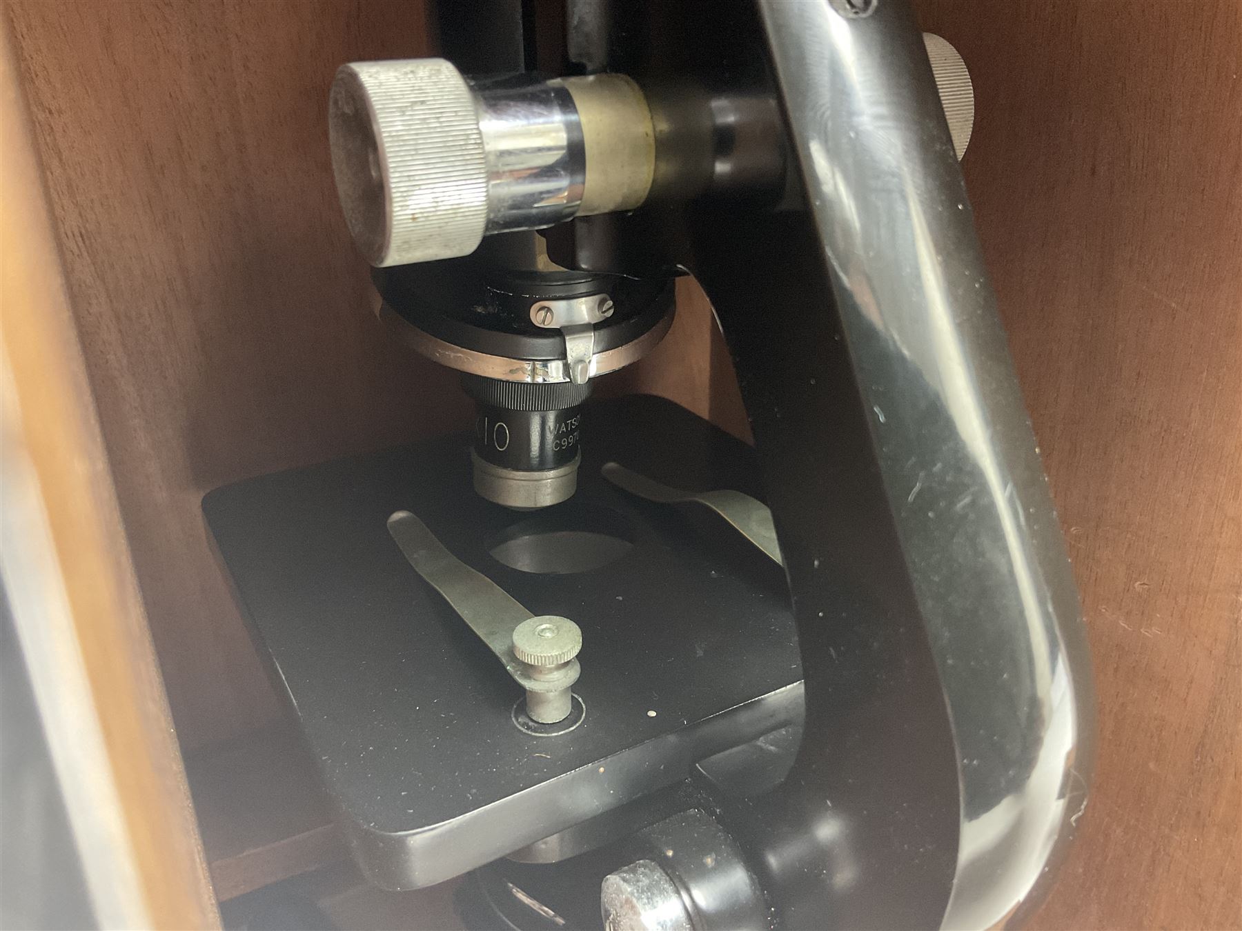 Three W. Watson & Sons microscopes, comprising Barnet binocular no 125253, Kima no 123196 and Service no 44858, all boxed 