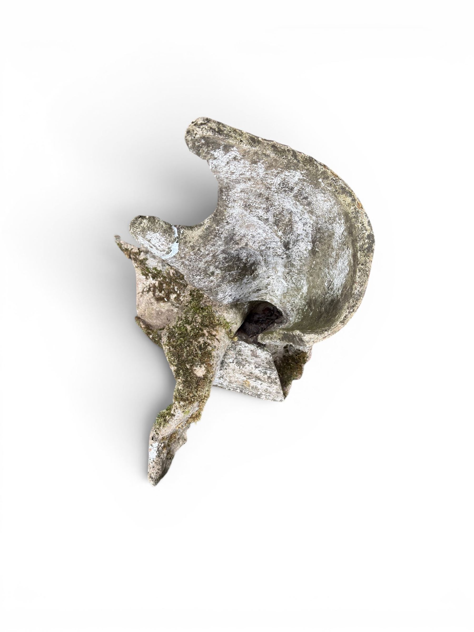 Composite stone sculptured figure playing a guitar, and a shell sculpture (2)