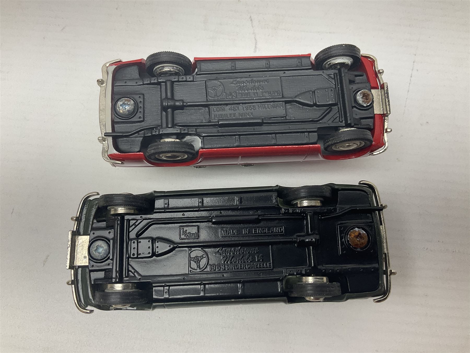 Eight Lansdowne Models 1:43 scale models - 1963 Singer Gazelle, 1958 Hillman Jubilee Minx, 1956 Austin A90, 1952 Singer SM 1500, 1957 Hillman Minx Series 1 Estate, 1958 Austin A105, 1936 Riley Adelphi; and 1968 Vauxhall Victor FD Estate; all unboxed (8)