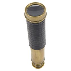 19th century six draw brass telescope, in leather case