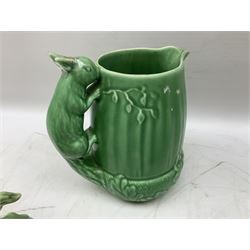 Sylvac blue rabbit no. 1067, green horse no. 1334, jug with squirrel handle no. 1958 (a/f), Royal Doulton dog figure, and other ceramics in one box