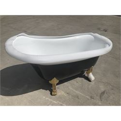 Roll top slipper Fiberglass bath with chrome gold lion paw legs - THIS LOT IS TO BE COLLECTED BY APPOINTMENT FROM DUGGLEBY STORAGE, GREAT HILL, EASTFIELD, SCARBOROUGH, YO11 3TX