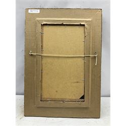 Hans Holzapfel (German 1884-1960): Monk Sweeping a Courtyard, oil on canvas mounted onto board signed 36cm x 20cm