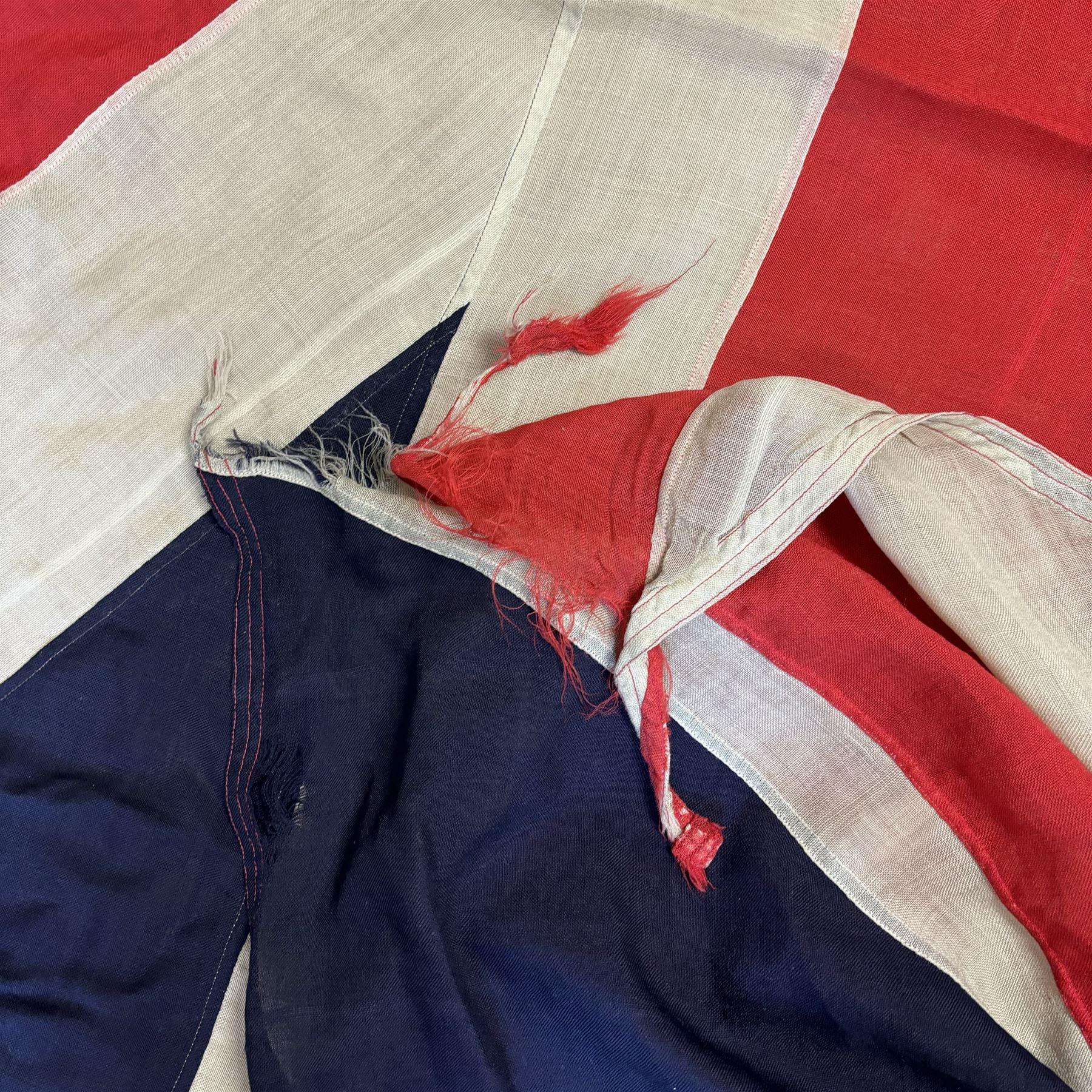 Large early-mid 20th century Union flag, constructed of stitched cotton panels, approx H338cm, W173cm