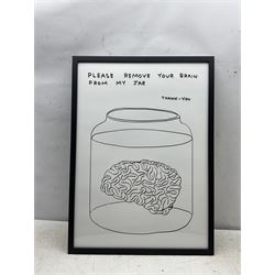 David Shrigley OBE (British 1968-): 'Please Remove your Brain from My Jar', offset lithographic poster 69cm x 49cm