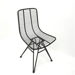  Retro industrial Eames style metal chair, out splayed supports, W50cm  