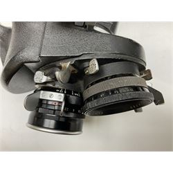 Arriflex 16SB camera body, serial no. 1784, with ' Carl Zeiss Distagon 1:2 f=8mm' lens, serial number 3860224, 'Carl Zeiss Jean Tessar 2/16' lens, serial no 3624355, camera pistol grip and other accessories, in fitted hard case