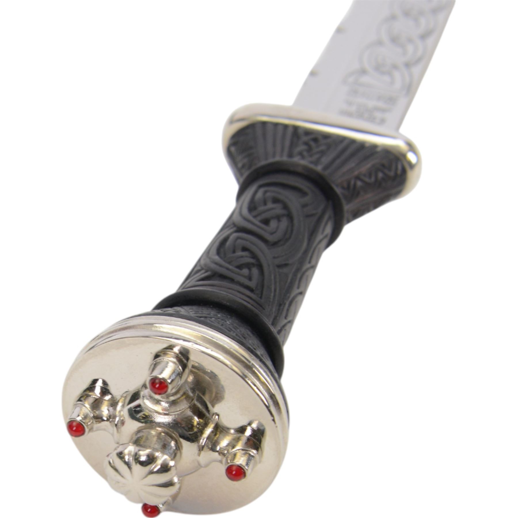 20th century Scottish Dirk, with Wilkinson Sword blade, with 29cm single edged etched blade, the leather sheath with white metal mounts in presentation box, overall L48cm 