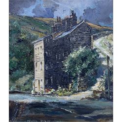 Stella Platt (Northern British 1913-2011): 'Houses - Cragg Vale', oil on board signed, tit...