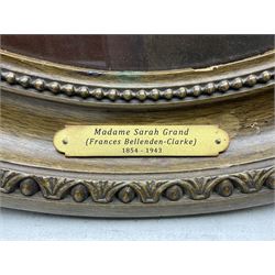 English School (Late 19th century): 'Madame Sarah Grand', oval pastel unsigned 75cm x 49cm 
Notes: Sarah Grand (1854-1943), born Frances Elizabeth Bellenden Clarke, was a pioneering feminist writer who coined the term 'New Women'. Although born in Ireland, as a child she lived in nearby Bridlington, and later moved to London.