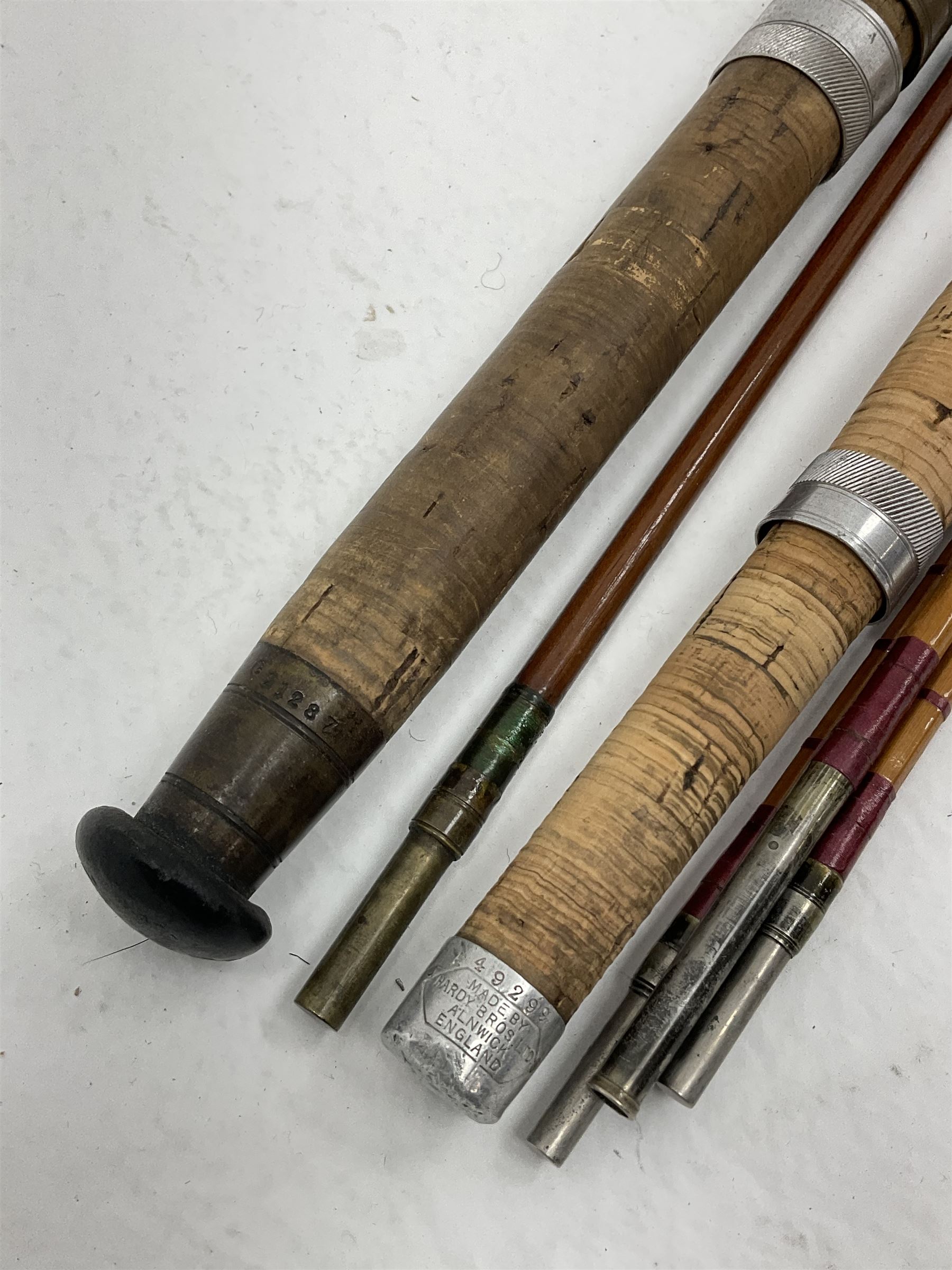 Vintage four piece split cane fly fishing rod, butt cap marked