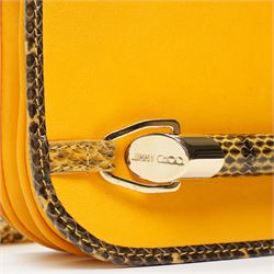 Jimmy Choo - ‘Shadow’ Mini Bag, introduced circa 2016, in mustard yellow leather with python trim and gold-tone chain shoulder or crossbody strap and hardware, unused with original dust bag