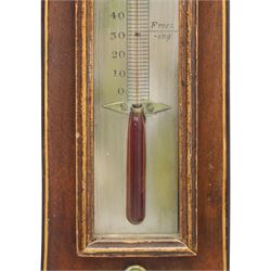 Jerome Vassalli of Scarborough - 19th century mahogany wheel barometer, the swan neck pediment above a hygrometer, thermometer, convex mirror and silvered barometer dial, with spirit level below, H  7cm