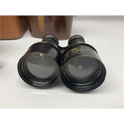 No2 folding autographic brownie, Exakta Varex IIb camera, brass three draw telescope, H.H. Son Ltd binoculars, Carl Zeiss Jena Jenoptem 7x50W binoculars etc