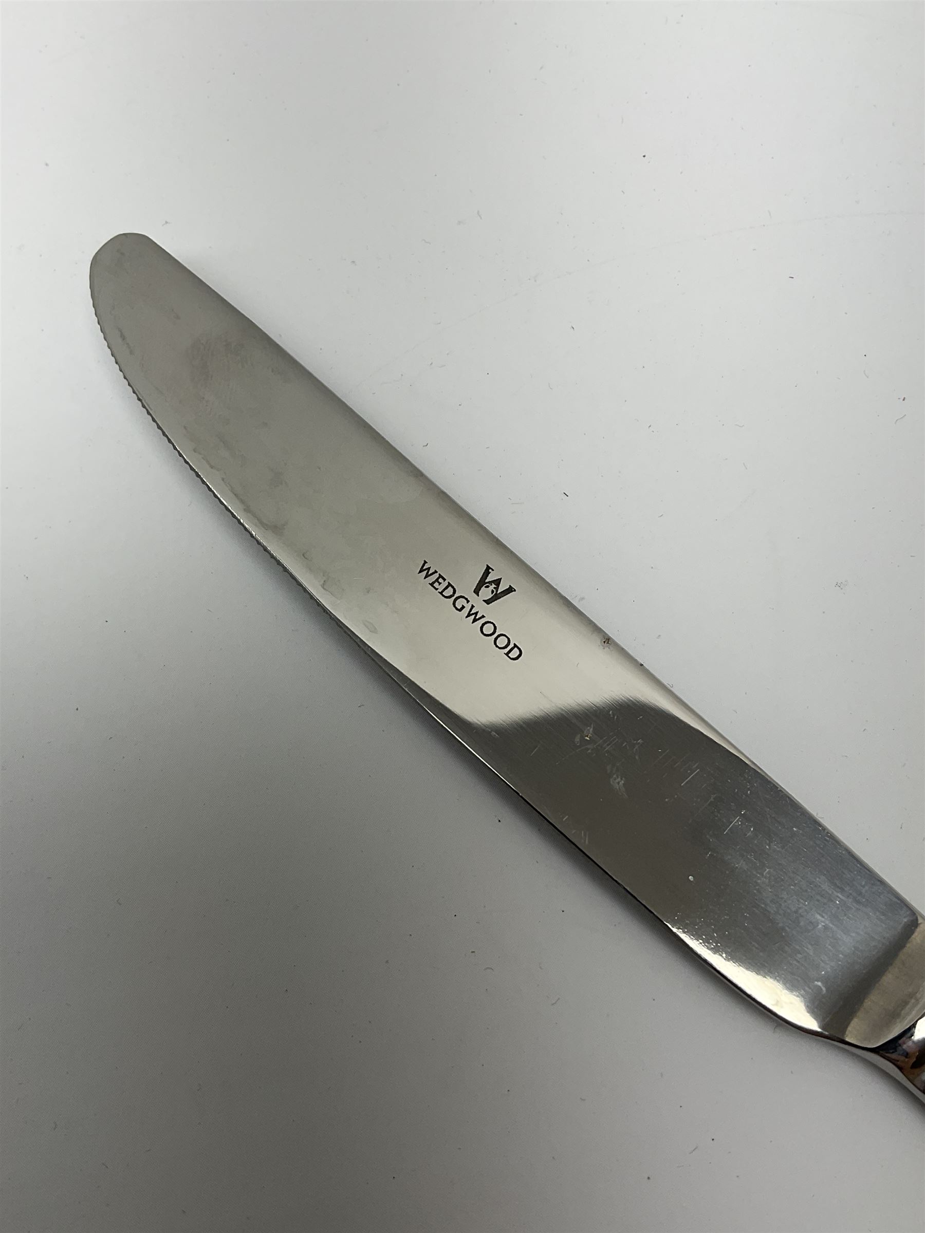 Wedgwood cutlery service, for sixteen with the exception of fifteen dinner knifes, twenty two small forks, and seventeen dessert spoons. 