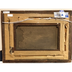 Arthur A Friedenson (Staithes Group 1872-1955): Haymaking above Runswick Bay, oil on canvas signed and dated '94, 30cm x 46cm

