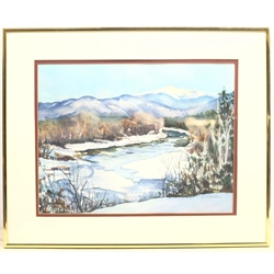 Nancy Marsden (American 20th century): 'Mount Washington - Saco River, New Hampshire', watercolour signed, titled on artist's label verso 31cm x 41cm