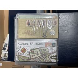 Approximately one hundred and fifteen Royal Mint coin covers, in two ring binder folders and loose, together with approximately 53 grams of Great British pre-1920 and approximately 68 grams of Great British pre-1947 silver threepence coins, and a small quantity of further pre-decimal coins