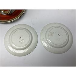 19th century Prattware table ware to include an oval footed dish decorated with a scene after Landseer 'Highland Music', retailed by James Muggleton L27.5cm, ‘The Truant’ plate after T. Webster, 'Blind Man's Buff' & 'Snap Dragon' tea plate, two side plates with malachite printed borders and others (17)