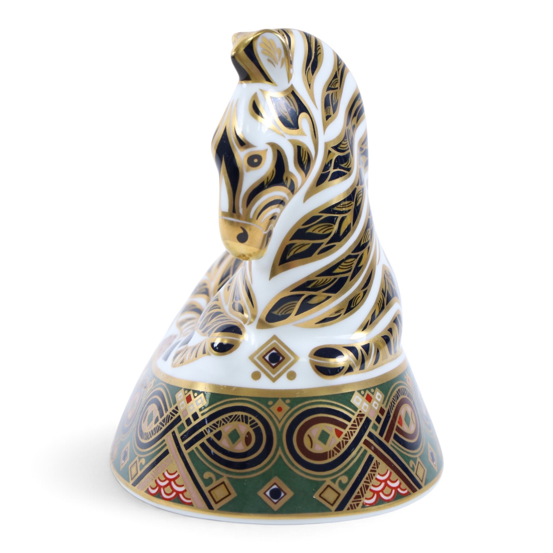 Royal Crown Derby Zebra paperweight, with gold stopper, H14cm
