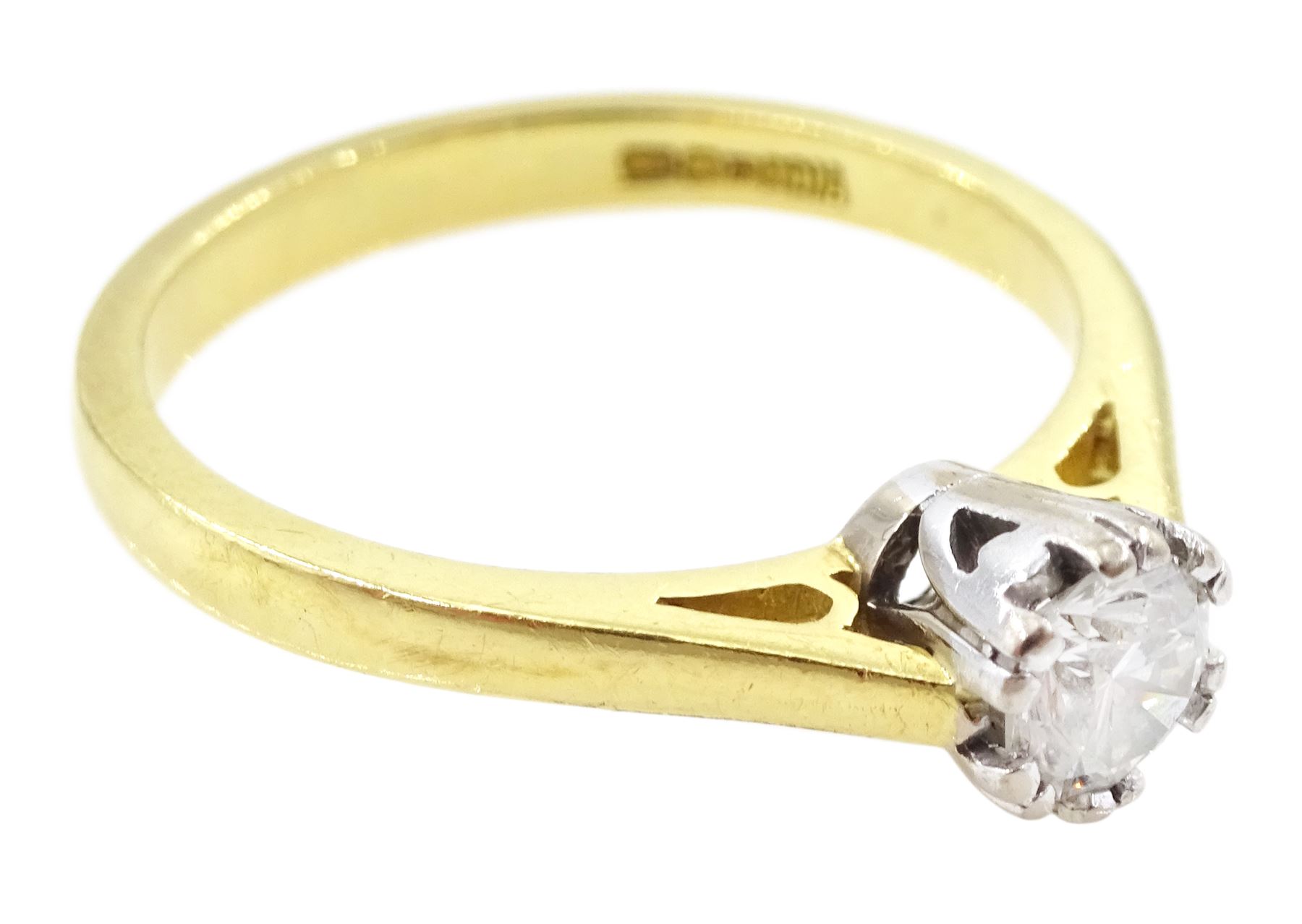 18ct gold single stone round brilliant cut diamond ring, hallmarked, diamond 0.33 carat