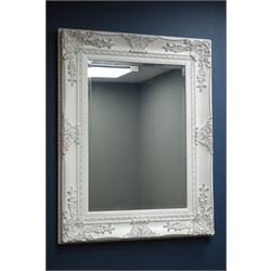 Rectangular wall mirror in white swept frame, 74cm x 94cm