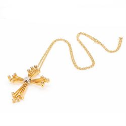 14ct gold diamond cross 'The Ray of Hope' pendant necklace, set with round brilliant cut diamonds, Franklin Mint, stamped 585