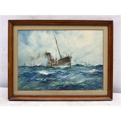 William Minshall Birchall (American 1884-1941): 'North Sea Fishers', watercolour heightened in white signed titled and dated 1927, 18cm x 25cm