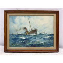 William Minshall Birchall (American 1884-1941): 'North Sea Fishers', watercolour heightened in white signed titled and dated 1927, 18cm x 25cm