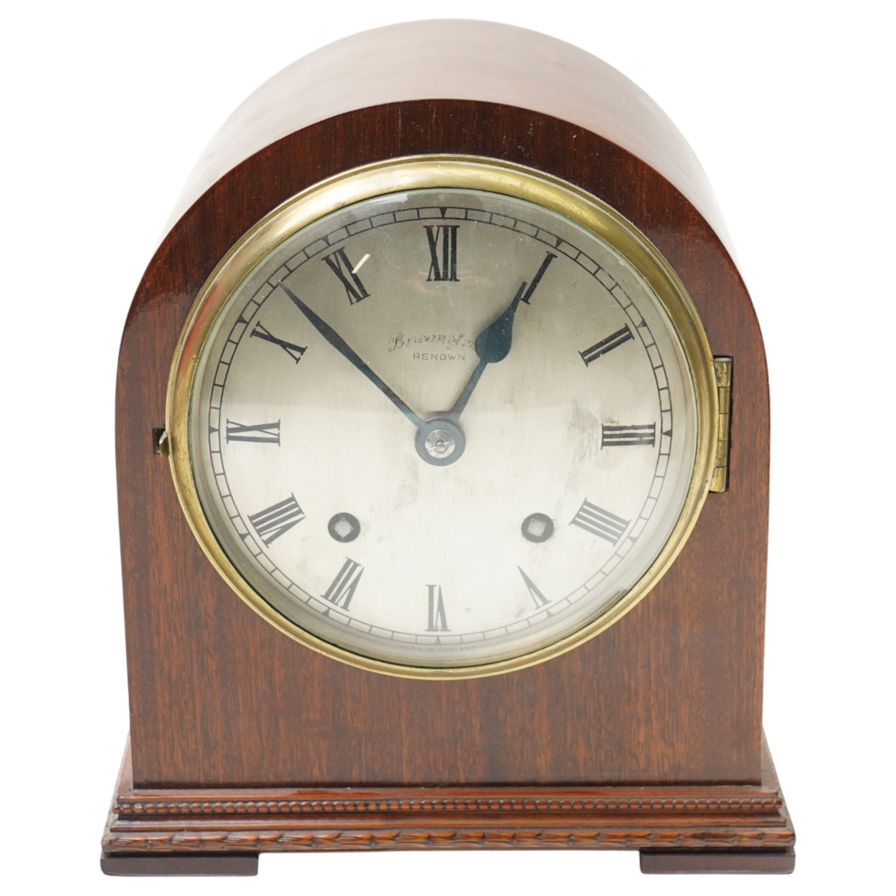 Two 8-day 20th century spring driven mantle clocks and an 8-day spring driven wall clock with a 7