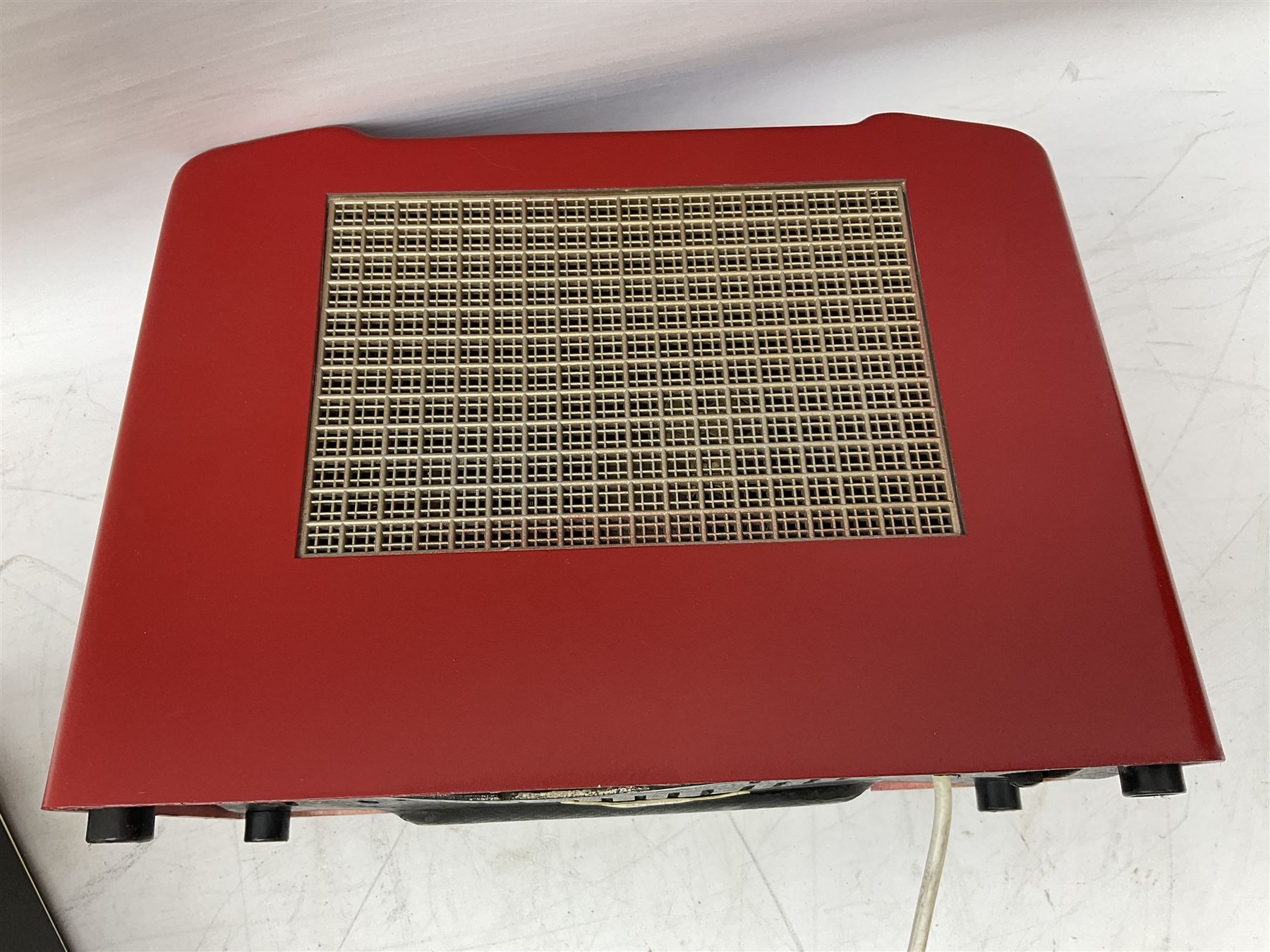 1950s Pye Type P43 cabinet radio in cream Bakelite case with orange knobs, W30cm H22cm D16cm, together with Ever Ready Sky Queen portable radio, Ekco portable radio in red case, Boxed Bush Special Edition 2002 Queens Golden Jubilee radio, Hacker Herald VHS radio (5)