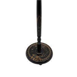 Early 20th century Chinoiserie lacquered standard lamp, with shade; and matching table lamp 