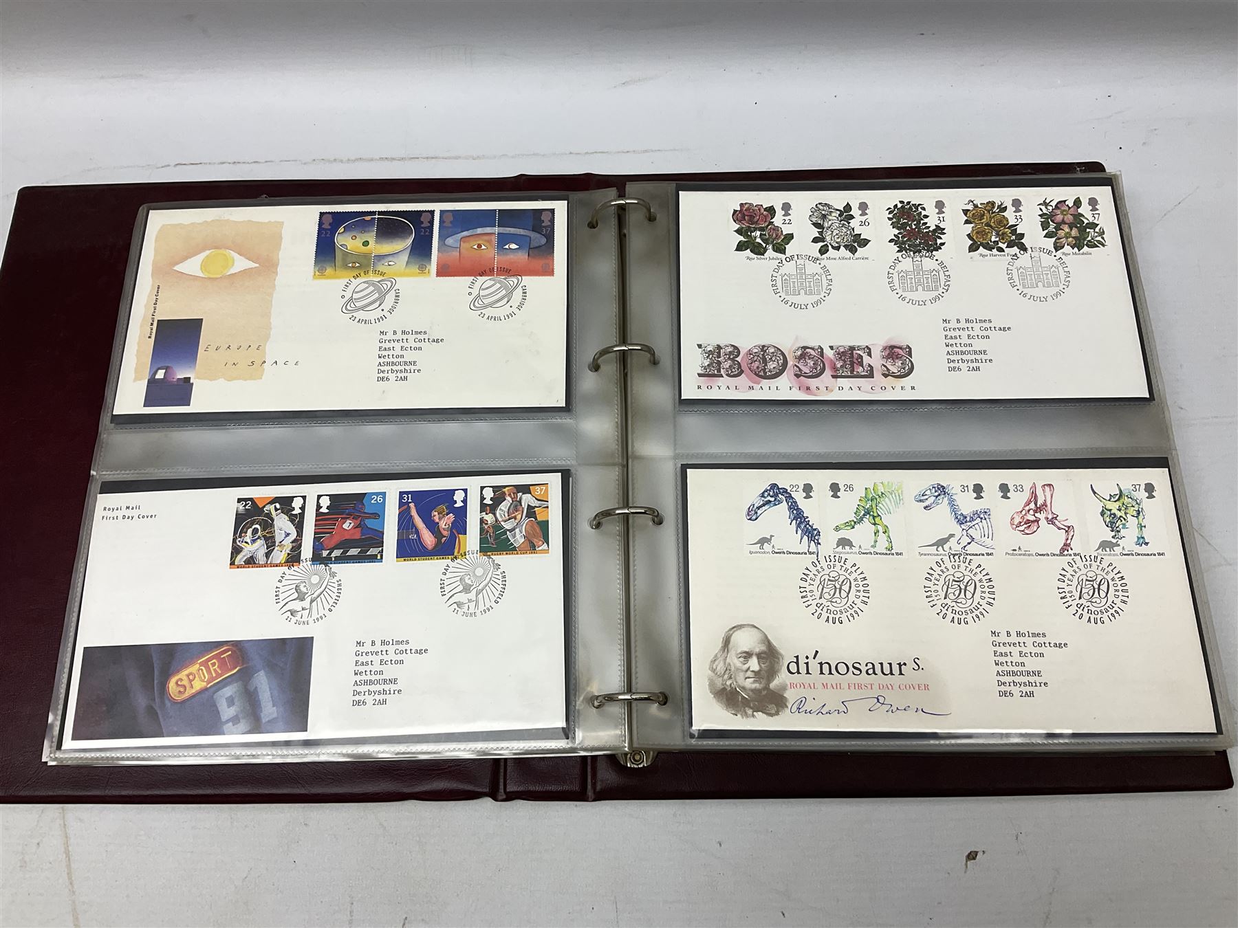 Royal Mail first day covers, mostly with special postmarks, housed in three ring binder folders