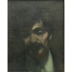 Gyorgy Gordon (Hungarian 1924-2005): 'James Hamilton' bust portrait, oil on canvas signed with initials and dated '86, titled and dated 1986-7 verso 40cm x 31cm
Provenance: purchased from the artist by the vendor