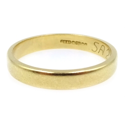  18ct gold wedding band, hallmarked, approx 2.5gm ring  
