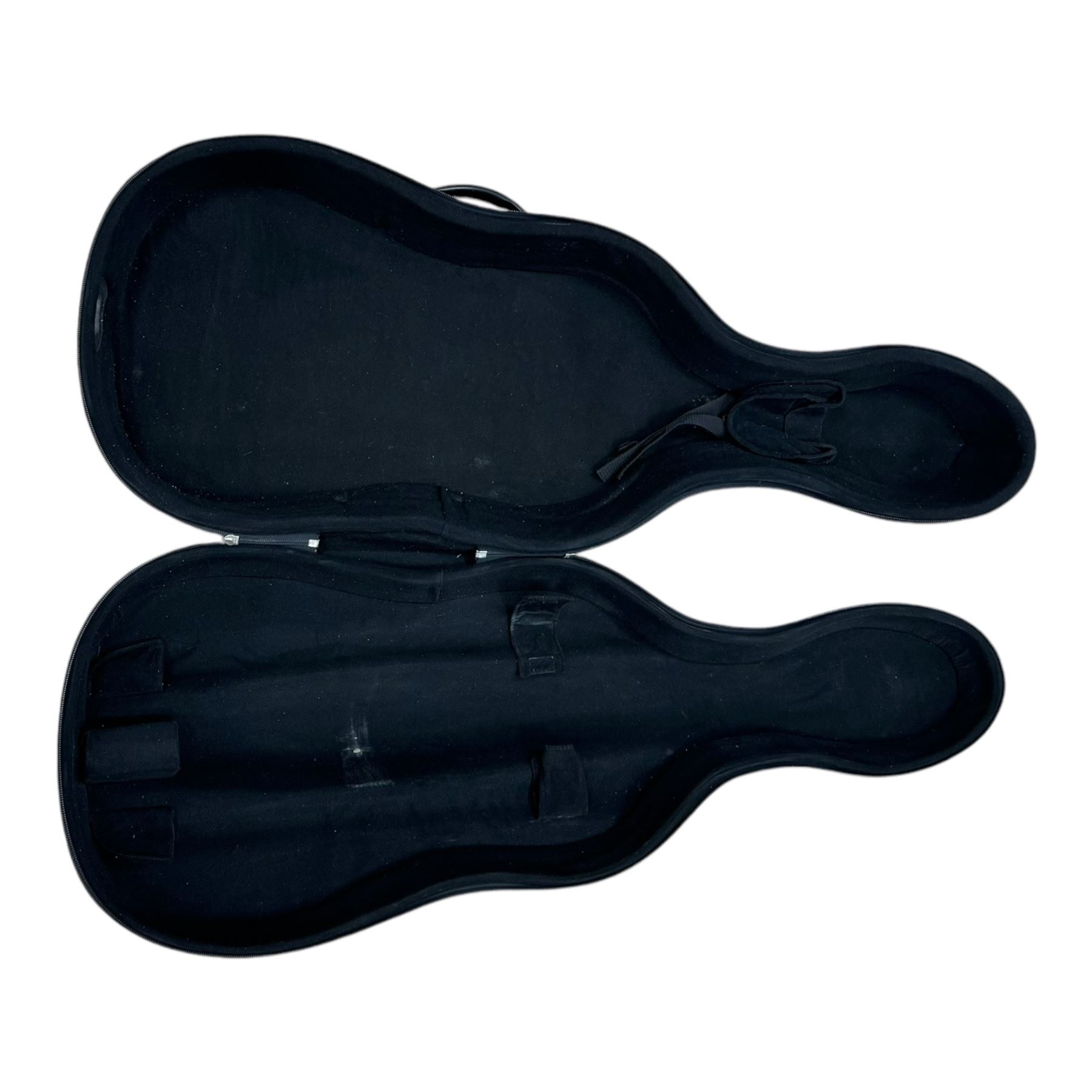 Two full-size hard moulded cello cases, Gear 4 Music 1/4 violin and empty violin cases