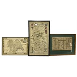 After Johannes Blaeu (Dutch 1571-1638): 'Bedfordshire', engraved map with hand colouring pub. 1645; after John Ogilby (British 1600-1676): 'The Road from London to Carlisle', engraved strip map together with one other similar max 43cm x 24cm (3)
