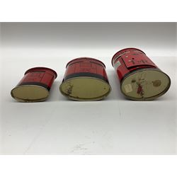 Collection of tin plate money boxes in the form of Royal Mail post boxes, to include four Chad Valley examples, one with key and others similar,  marked VR, GR and ER (10)