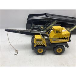 Tonka - five large scale steel pressed vehicles comprising Cement Mixer, Car Transporter, Mobile Crane and two Dumper Trucks (5)