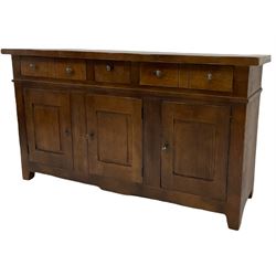 Antix French oak sideboard, fitted with three drawers and cupboards