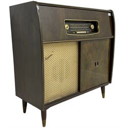 Ferguson - early-to-mid-20th century lacquered walnut radiogram, with sliding cupboard door