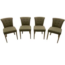 Neptune Furniture - Calverston set of four curved back dining chairs with Clara Natural buttoned upholstery, pale oak legs