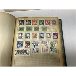 Stamps, coins and banknotes, including six Queen Elizabeth II The States of Jersey one pound notes, two Central Bank of Cyprus one pound notes, pre-Euro coinage, Churchill commemorative crown, USA coins etc, Argentina, Australia, Belgium, small number of China, GB, Hungary and other world stamps in two albums