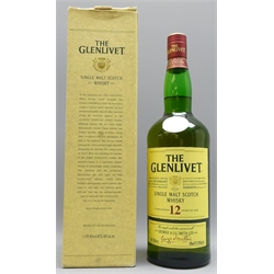  The Glenlivet Single Malt Scotch Whisky, 12 Years of Age, 1ltre, 40%vol, in carton, 1 bottle  