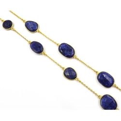  Silver-gilt (tested) faceted sapphire necklace  